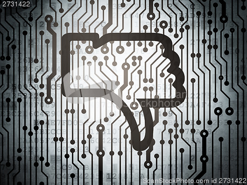 Image of Social network concept: circuit board with Thumb Down