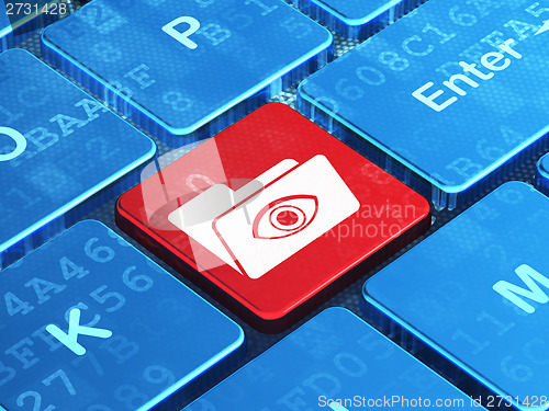 Image of Business concept: Folder With Eye on computer keyboard background