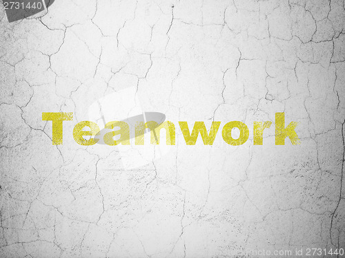 Image of Finance concept: Teamwork on wall background