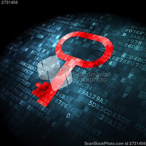 Image of Protection concept: Key on digital background