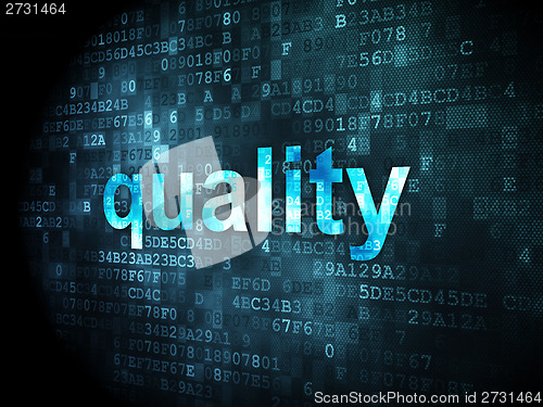 Image of Advertising concept: Quality on digital background