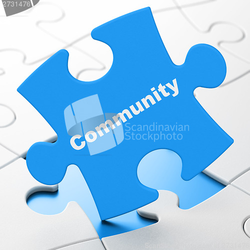 Image of Social network concept: Community on puzzle background