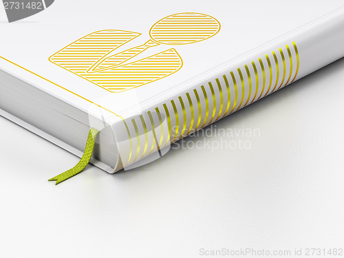 Image of Law concept: closed book, Business Man on white background