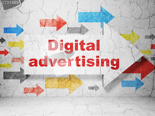 Image of Advertising concept: arrow with Digital Advertising on grunge wall background