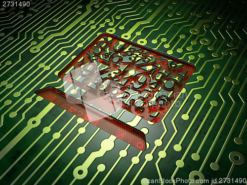 Image of Education concept: Computer Pc on circuit board background