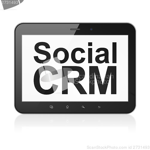 Image of Business concept: Social CRM on tablet pc computer