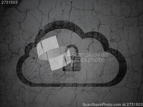 Image of Cloud computing concept: Cloud With Padlock on grunge wall background