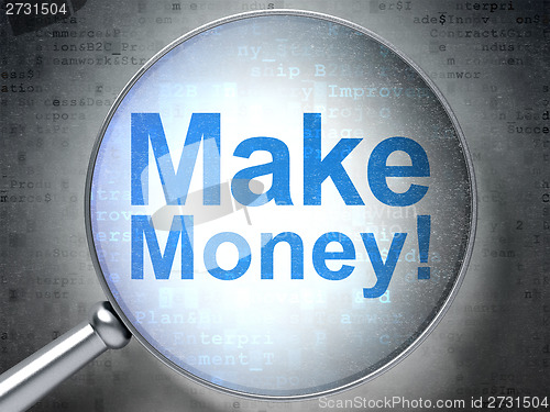 Image of Business concept: Make Money! with optical glass