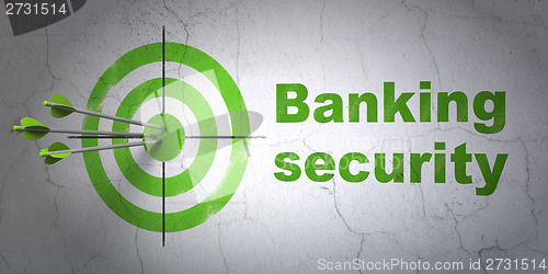 Image of Protection concept: target and Banking Security on wall background