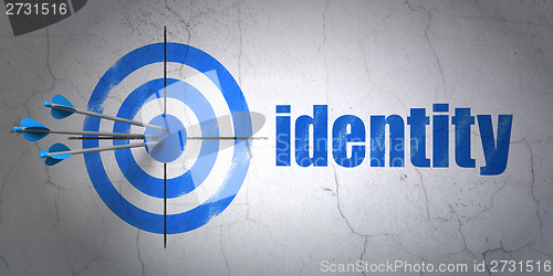 Image of Privacy concept: target and Identity on wall background