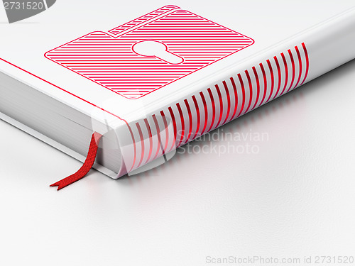 Image of Business concept: closed book, Folder With Keyhole on white background