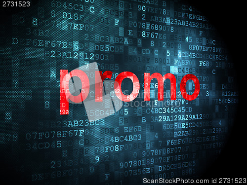 Image of Advertising concept: Promo on digital background