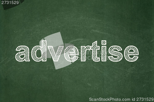 Image of Marketing concept: Advertise on chalkboard background