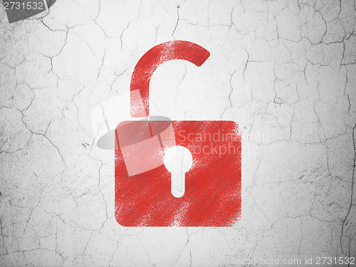 Image of Data concept: Opened Padlock on wall background