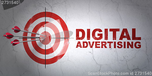 Image of Marketing concept: target and Digital Advertising on wall background