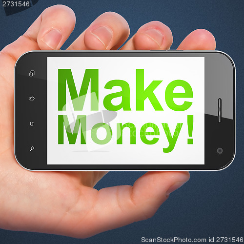 Image of Business concept: Make Money! on smartphone