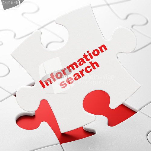Image of Data concept: Information Search on puzzle background