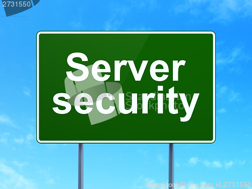 Image of Security concept: Server Security on road sign background