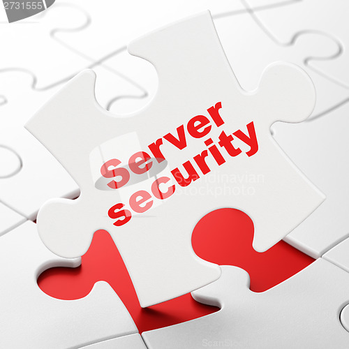 Image of Security concept: Server Security on puzzle background