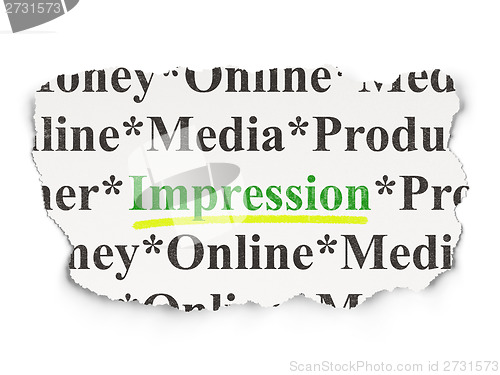 Image of Advertising concept: Impression on Paper background