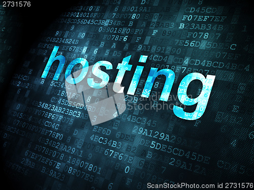 Image of SEO web design concept: Hosting on digital background