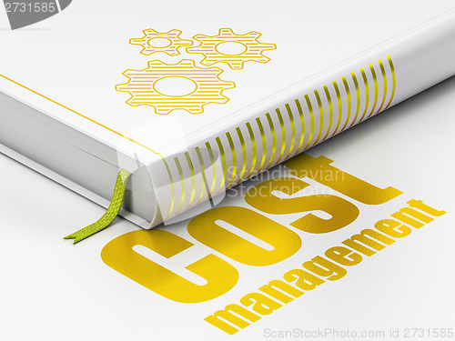 Image of Finance concept: book Gears, Cost Management on white background