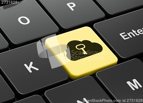 Image of Cloud technology concept: Cloud With Key on computer keyboard background