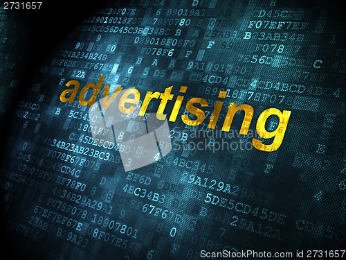 Image of Advertising concept: Advertising on digital background