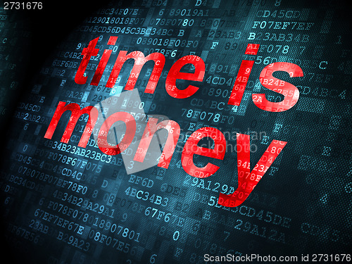 Image of Timeline concept: Time is Money on digital background