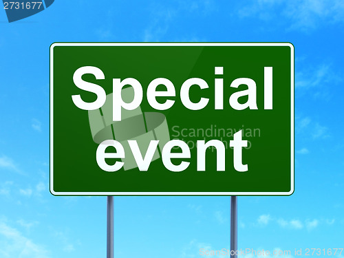Image of Finance concept: Special Event on road sign background
