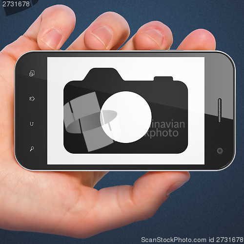 Image of Tourism concept: Photo Camera on smartphone