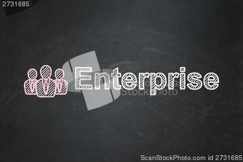 Image of Business concept: Business People and Enterprise on chalkboard background
