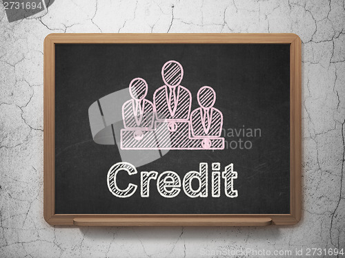 Image of Business concept: Business Team and Credit on chalkboard background