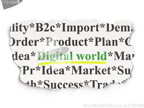Image of Information concept: Digital World on Paper background
