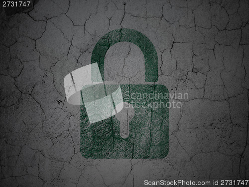 Image of Information concept: Closed Padlock on grunge wall background