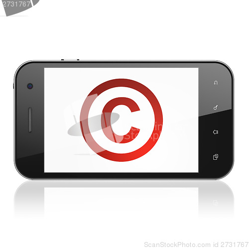 Image of Law concept: Copyright on smartphone