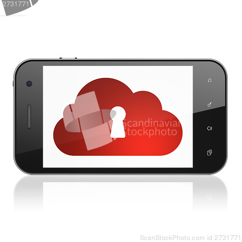 Image of Cloud computing concept: Cloud With Keyhole on smartphone