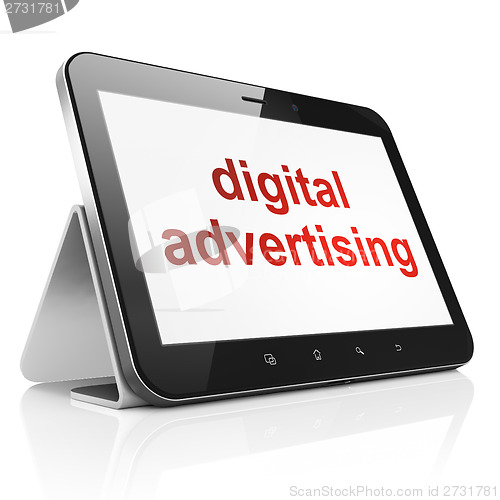 Image of Marketing concept: Digital Advertising on tablet pc computer