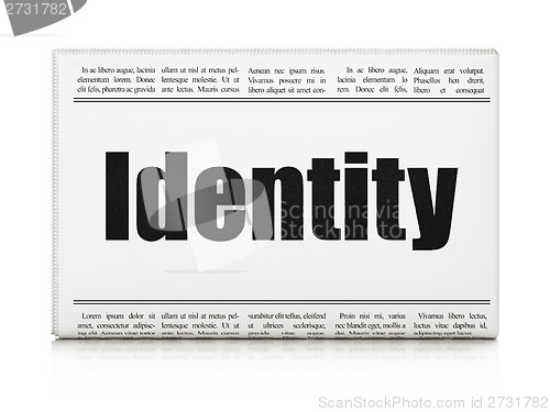 Image of Privacy concept: newspaper headline Identity