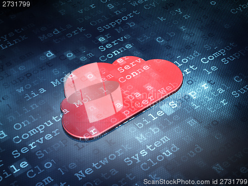 Image of Cloud networking concept: Red Cloud on digital background