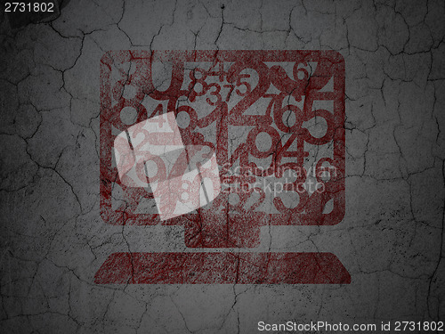 Image of Education concept: Computer Pc on grunge wall background