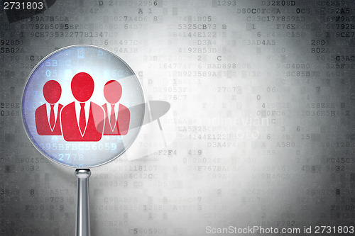 Image of Business concept:  Business People with optical glass on digital background