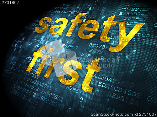 Image of Safety concept: Safety First on digital background