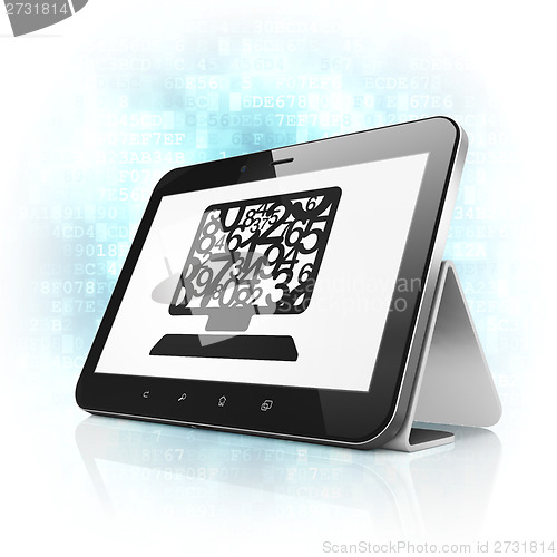 Image of Education concept: Computer Pc on tablet pc computer