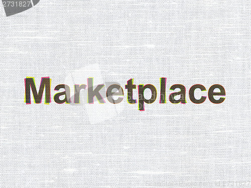 Image of Marketing concept: Marketplace on fabric texture background