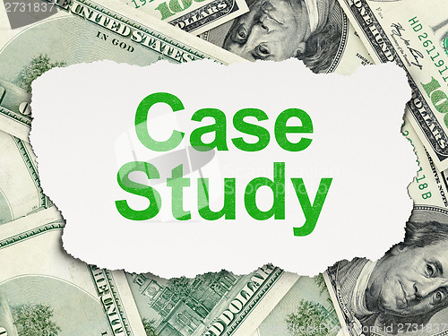 Image of Education concept: Case Study on Money background
