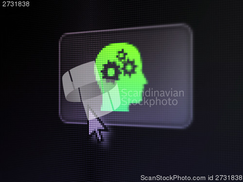 Image of Education concept: Head With Gears on digital button background
