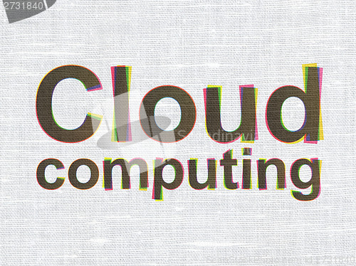 Image of Cloud computing concept: Cloud Computing on fabric texture background