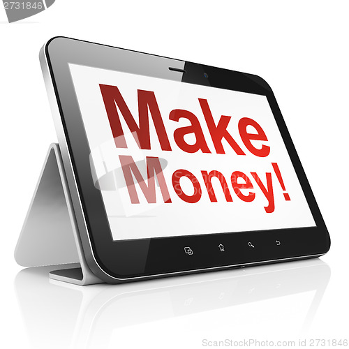 Image of Business concept: Make Money! on tablet pc computer