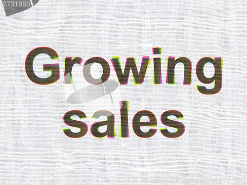 Image of Finance concept: Growing Sales on fabric texture background